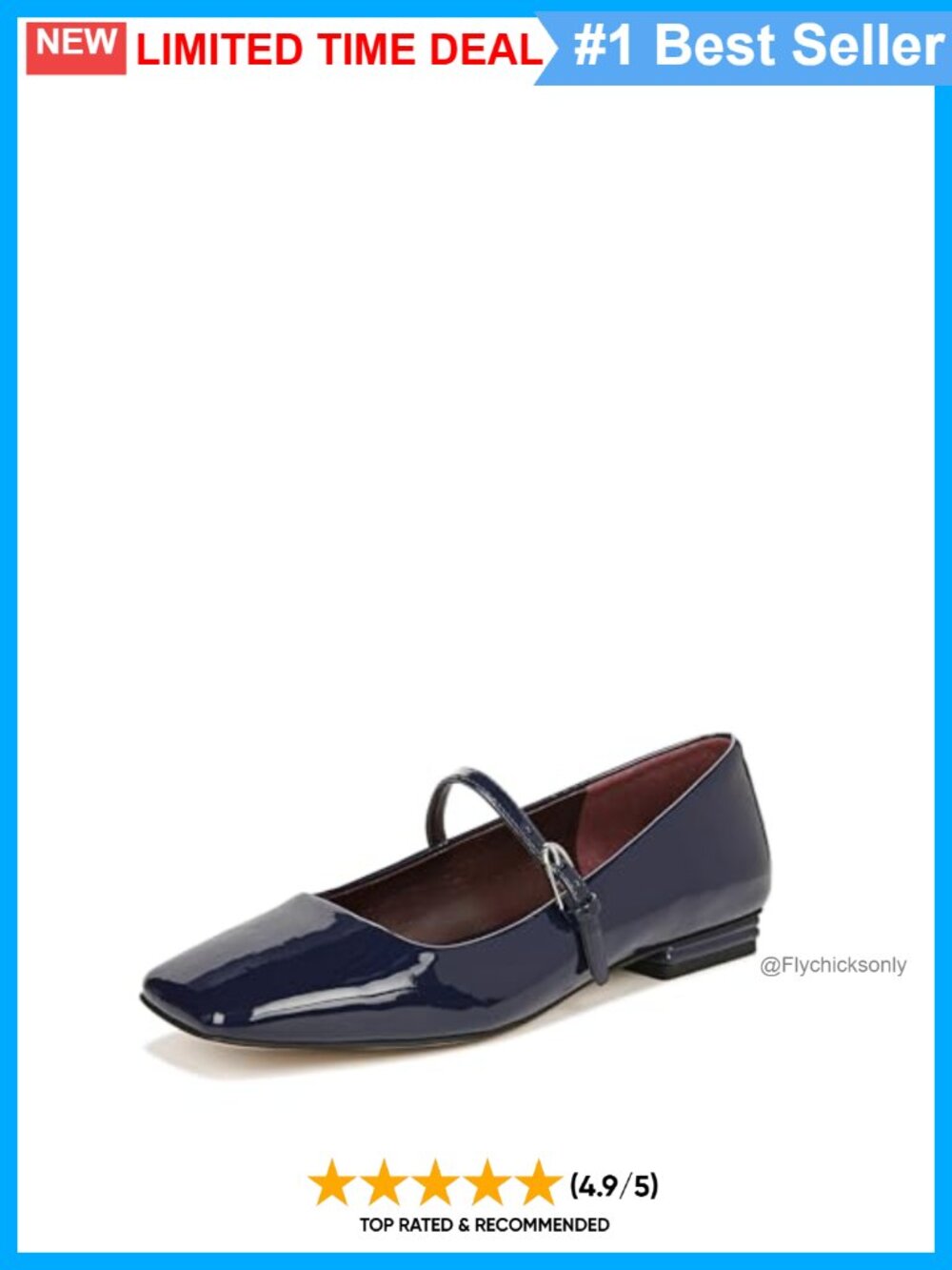Mary Jane Flats Faux Patent Leather Square Toe Buckle Ballet